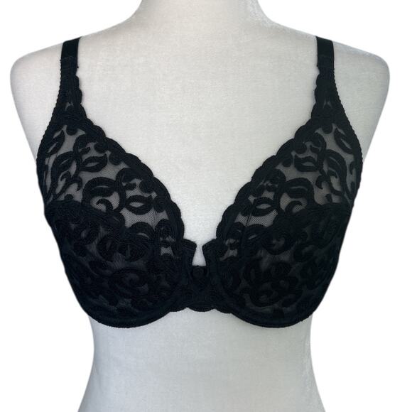 Wacoal Womens Arabesque Underwire Bra Black Size 34D Lace Unlined 85199 Unpadded - Picture 2 of 6